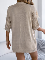 Openwork Open Front Half Sleeve Cardigan – Elegant & Lightweight