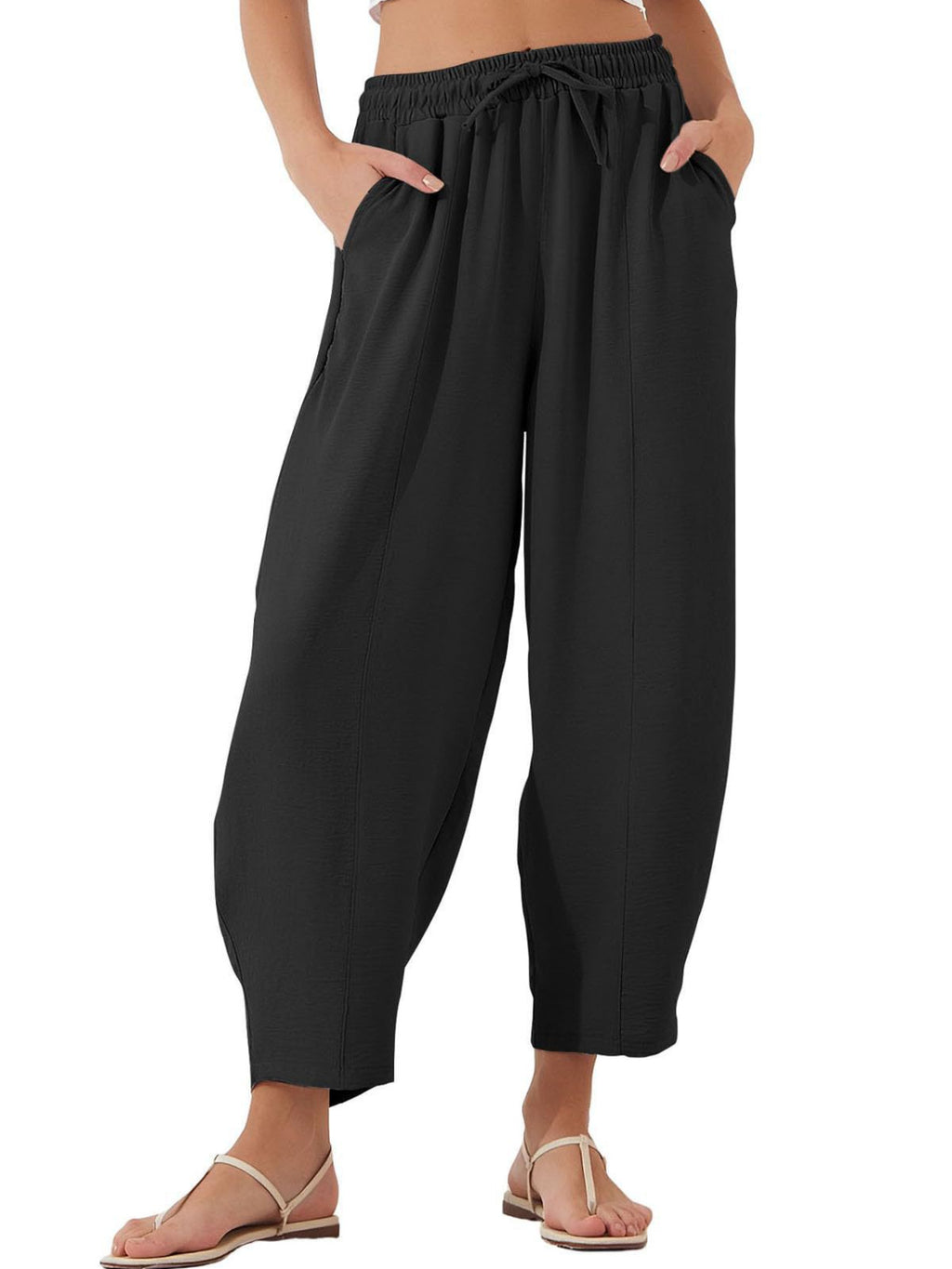 Cropped Joggers with Pockets - Full Size Fit