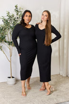 Culture Code Ribbed Slit Midi Dress â€“ Full Size