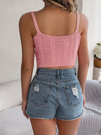 Cable-Knit Short Cami - Chic & Versatile Knitwear