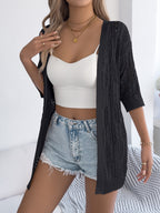 Openwork Open Front Half Sleeve Cardigan – Elegant & Lightweight