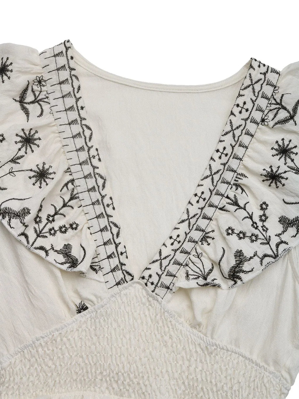 Romantic Smocked Ruffled Cap Sleeve Mini Dress