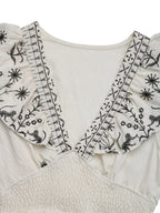 Romantic Smocked Ruffled Cap Sleeve Mini Dress