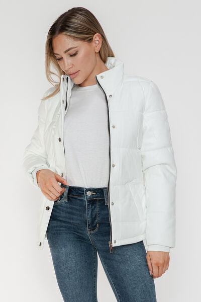 YMI Zip-Up Turtleneck Puffer Jacket with Pockets