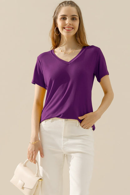 Ninexis Full-Size V-Neck Short-Sleeve T-Shirt