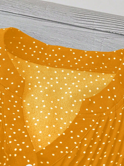 Polka Dot Ruffled Cap Sleeve Blouse - Chic & Feminine