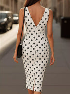 Polka Dot Wrap Midi Dress with Front Tie Detail
