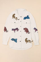 Tiger Sequin Dropped Shoulder Jacket