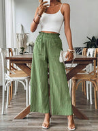 Elastic Waist Wide-Leg Pants with Pockets - Comfy & Chic
