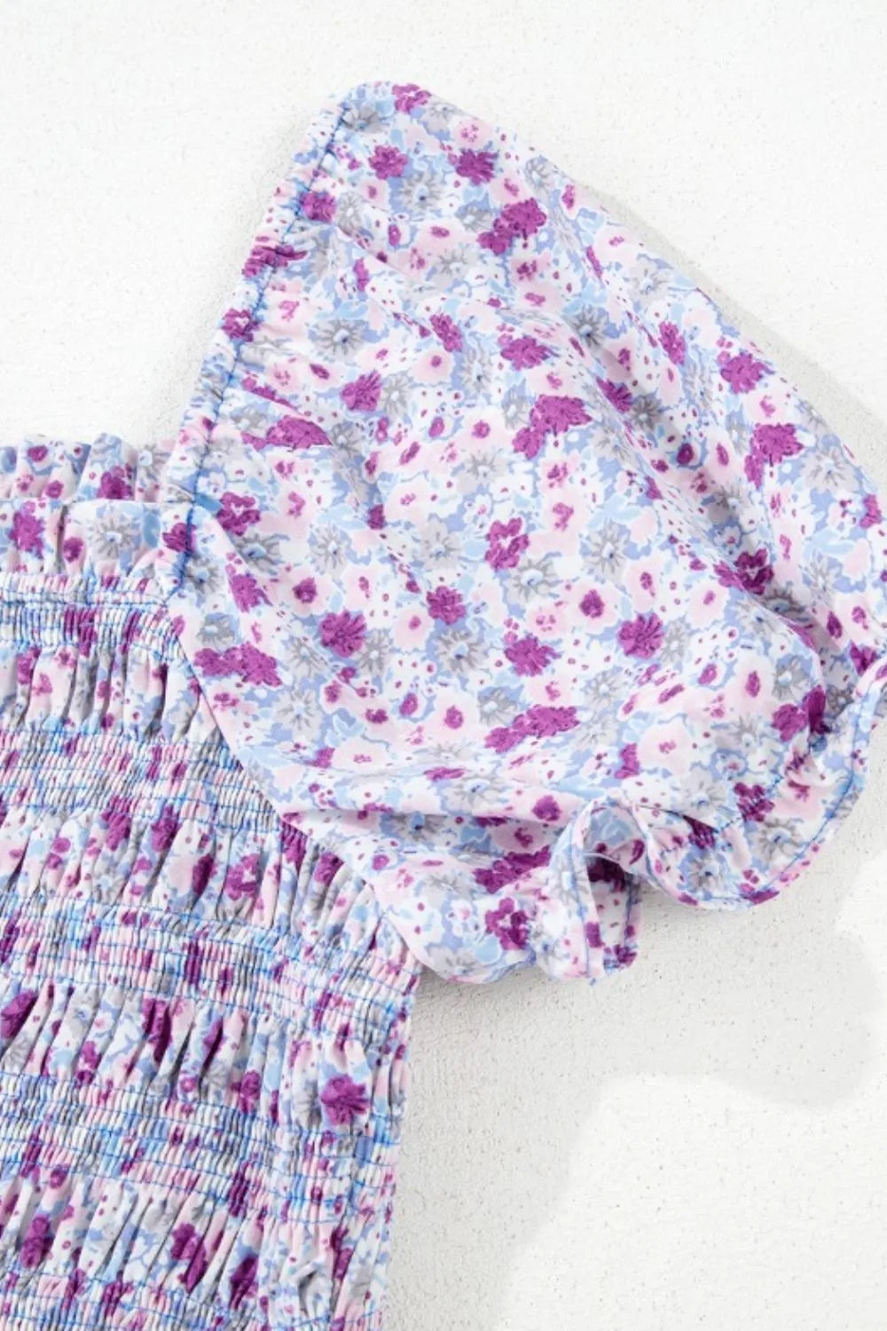 Floral Tiered Maxi Dress - Shirred Waist Elegance