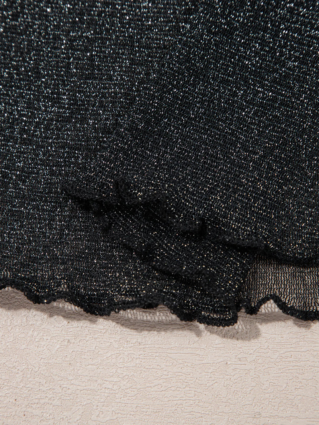 Sheer Metallic Glitter Mesh Long Sleeve Top