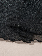 Sheer Metallic Glitter Mesh Long Sleeve Top