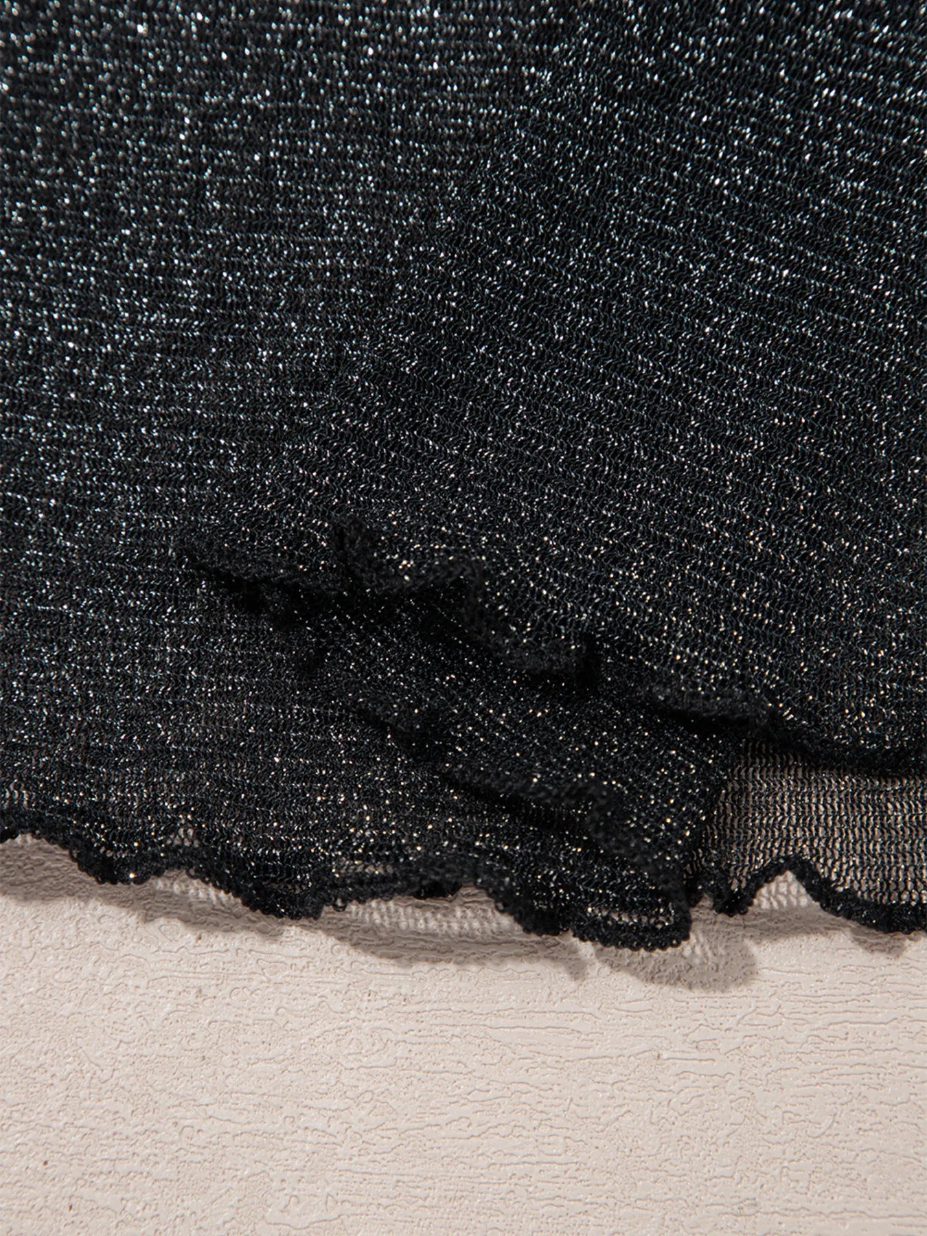 Sheer Metallic Glitter Mesh Long Sleeve Top