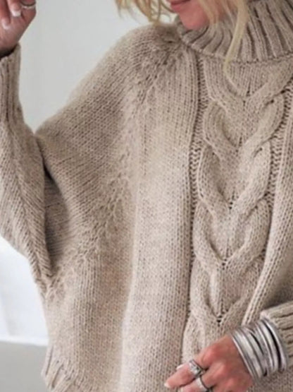 Full-Size Cable-Knit Long Sleeve Sweater (Plus Size)