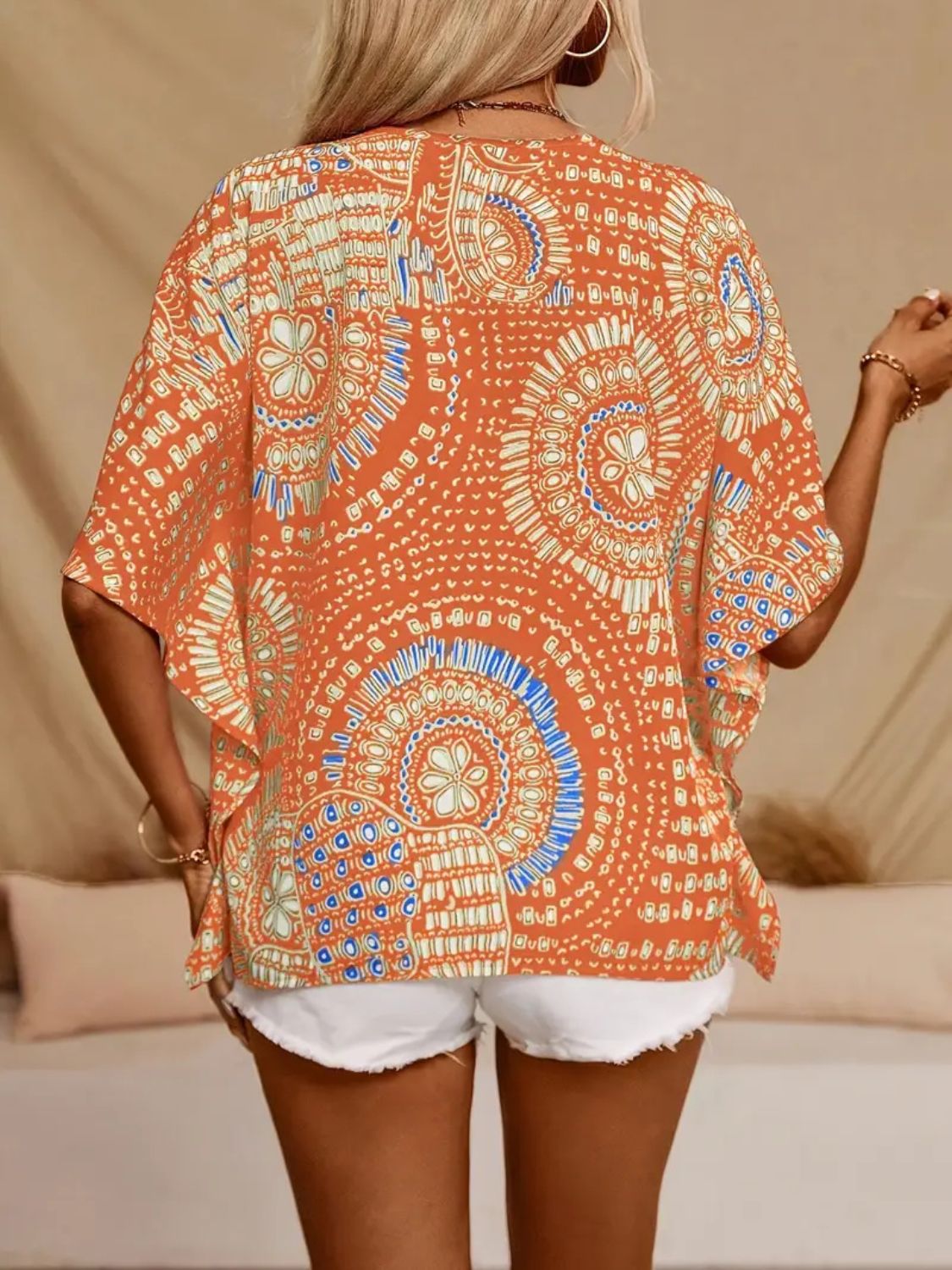 Printed V-Neck Half Sleeve Top - Stylish & Comfortable