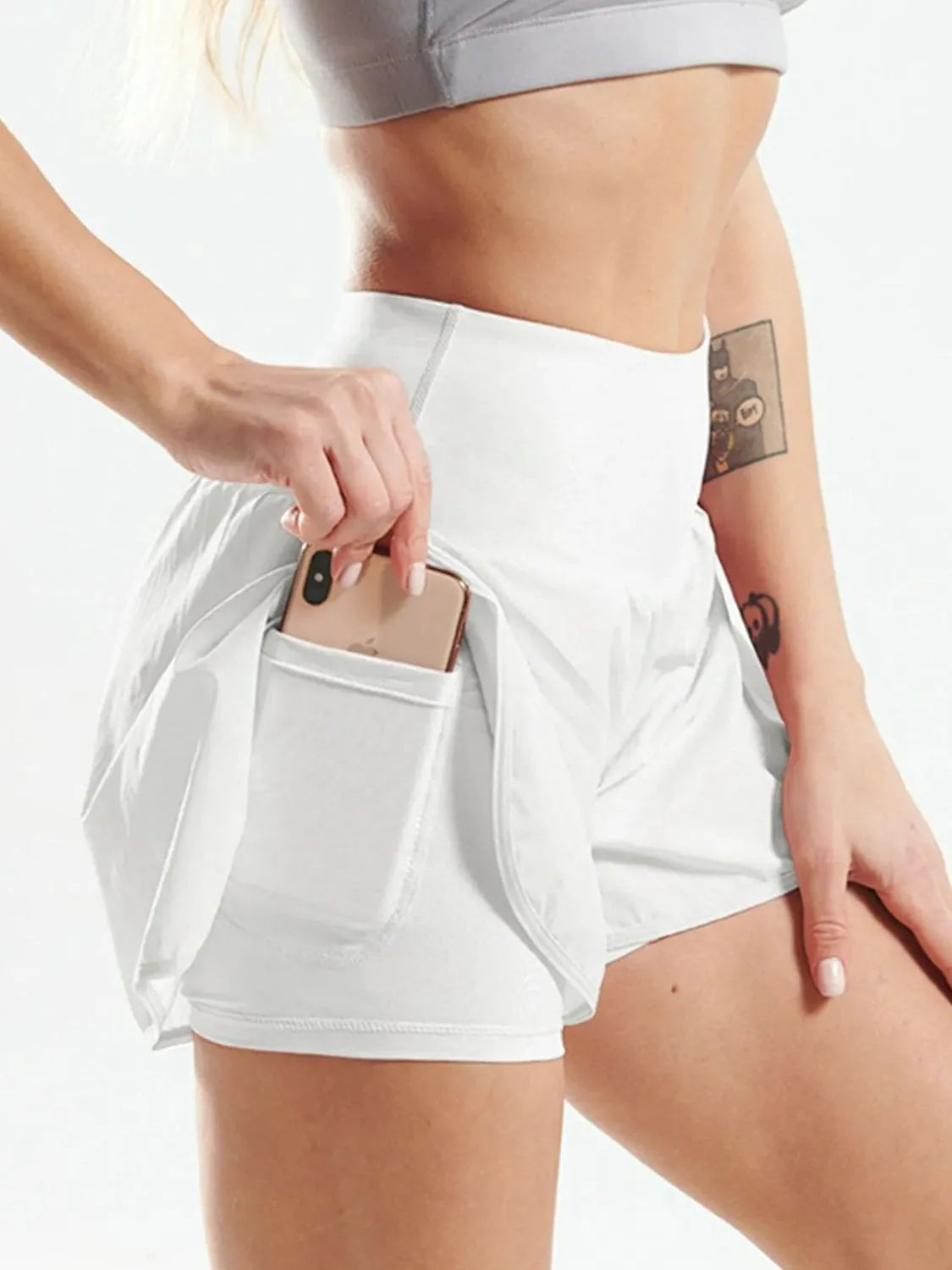 Pocketed Stretch High-Waist Shorts White