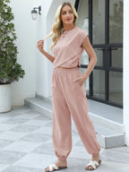 Relaxed Fit Two-Piece Lounge Set with Drawstring Pants