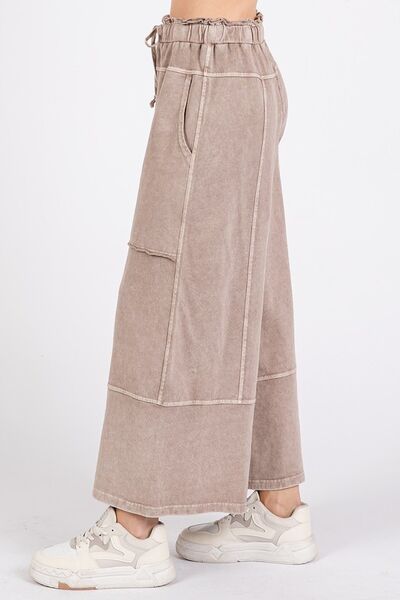 Mittoshop Mineral Wash Seam French Terry Wide Leg Pants