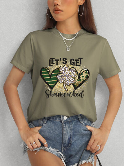 Comfortable Lucky Clover Round Neck Short Sleeve Tee