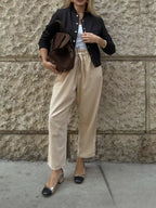 Snap-Down Cropped Bomber Jacket