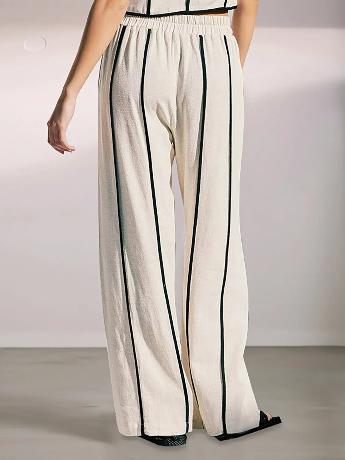 Striped Vest & Wide-Leg Pants Two-Piece Set