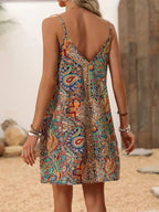 Paisley Print Spaghetti Strap Summer Mini Dress