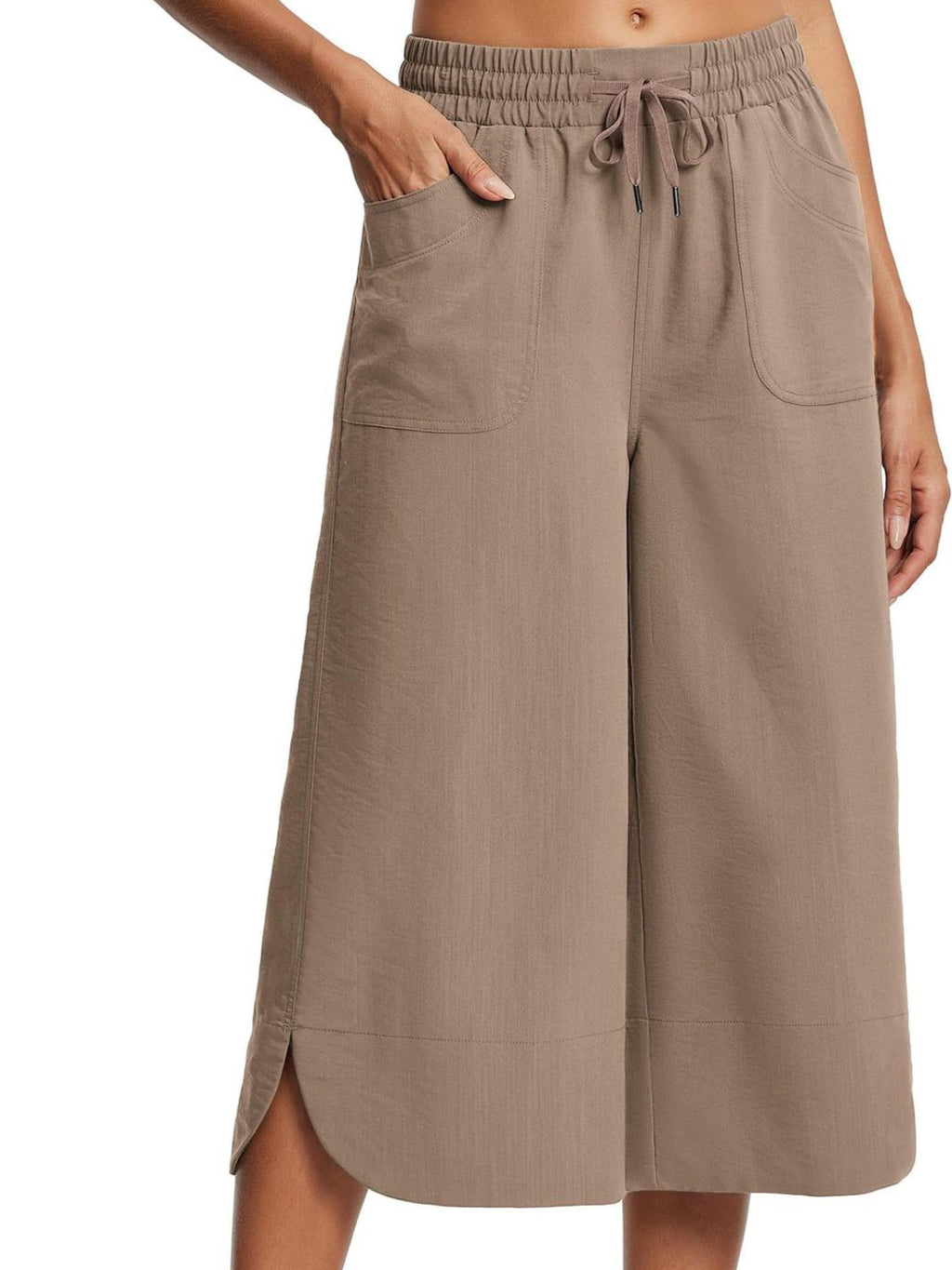 Cross Wide Leg Jeans with Pockets & Drawstring - Plus Size Available