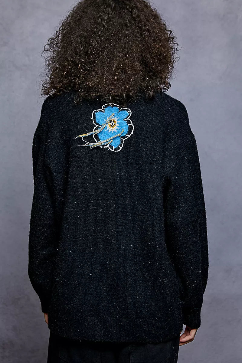 POL BloomCraze Floral Fringe Knit Sweater