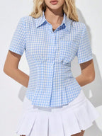 Button Down Short Sleeve Shirt - Versatile & Elegant