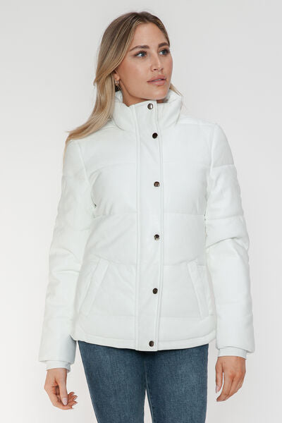 YMI Zip-Up Turtleneck Puffer Jacket with Pockets