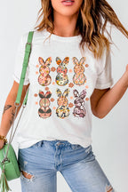 Floral Bunny Graphic Crewneck T-Shirt - Cute & Comfy Easter Tee