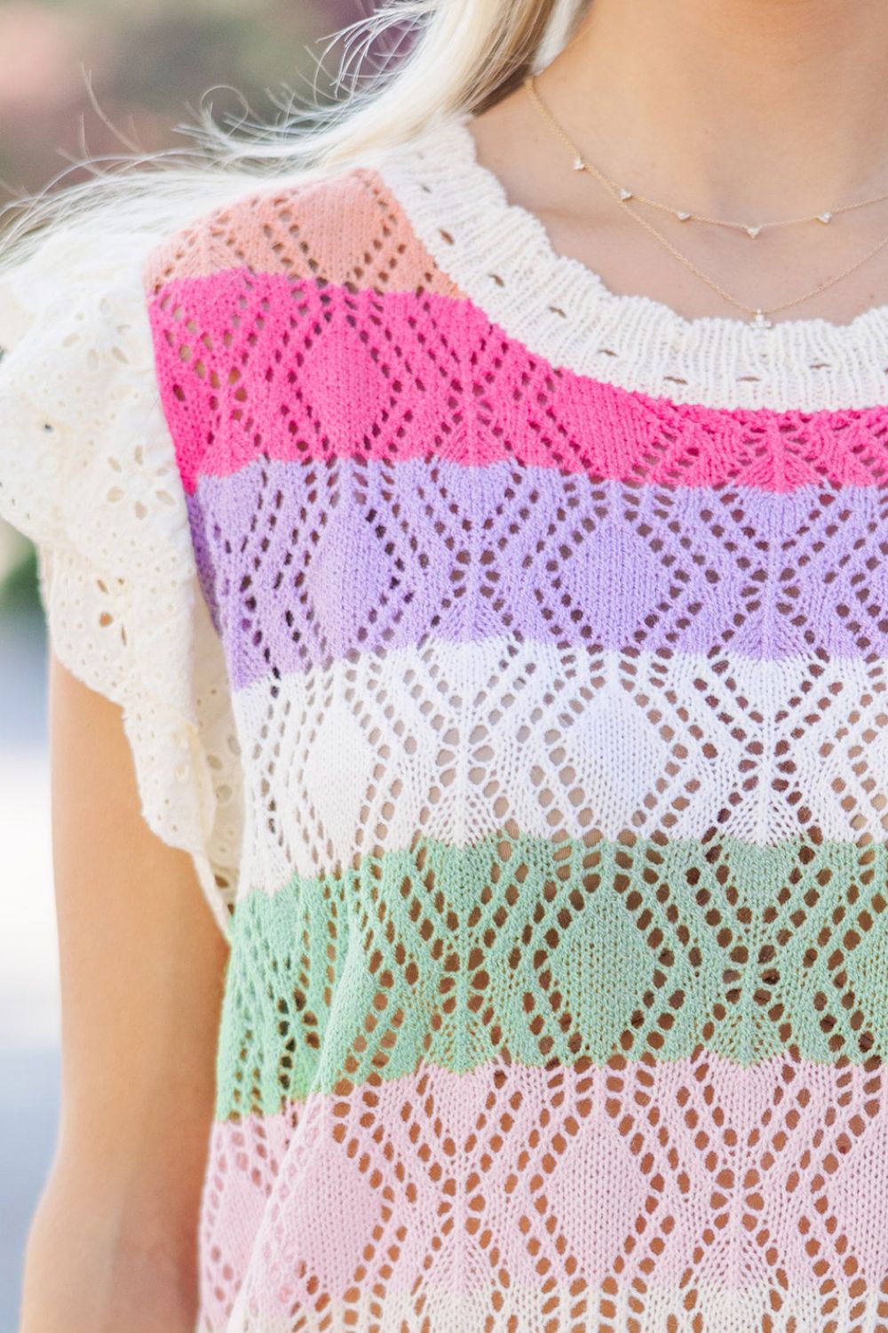 Openwork Cap Sleeve Knit Top - Chic & Breathable