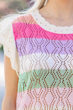 Openwork Cap Sleeve Knit Top - Chic & Breathable