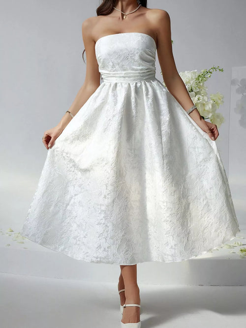 Lace-Up Strapless Tube Midi Dress