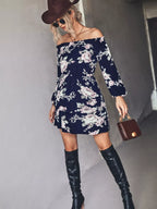 Floral Print Off-Shoulder Ruffled Mini Dress