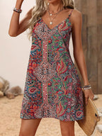 Paisley Print Spaghetti Strap Summer Mini Dress