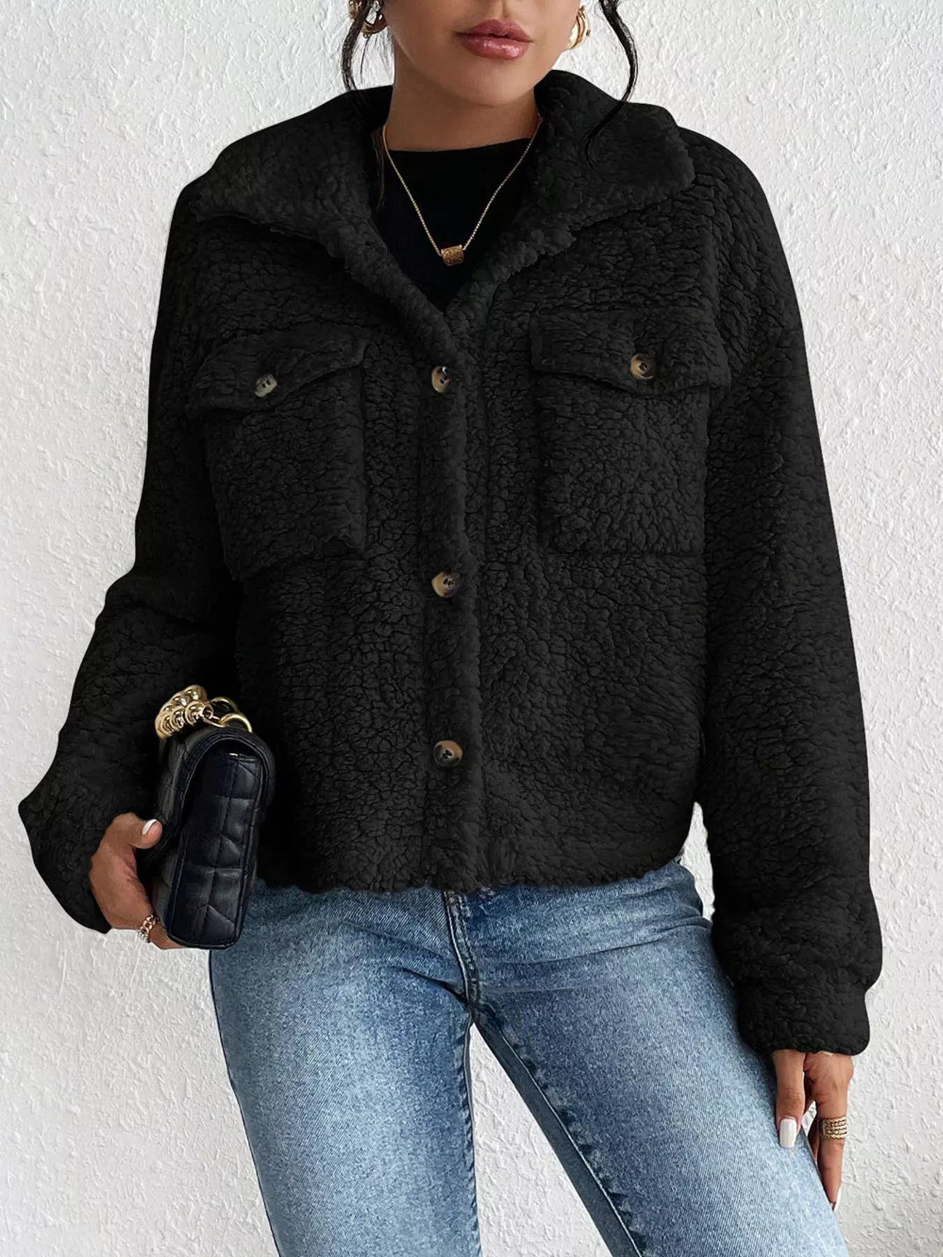 SnugNest Sherpa Button-Up Jacket