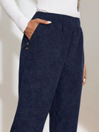 Comfort Fit Corduroy Elastic Waist Cropped Pants