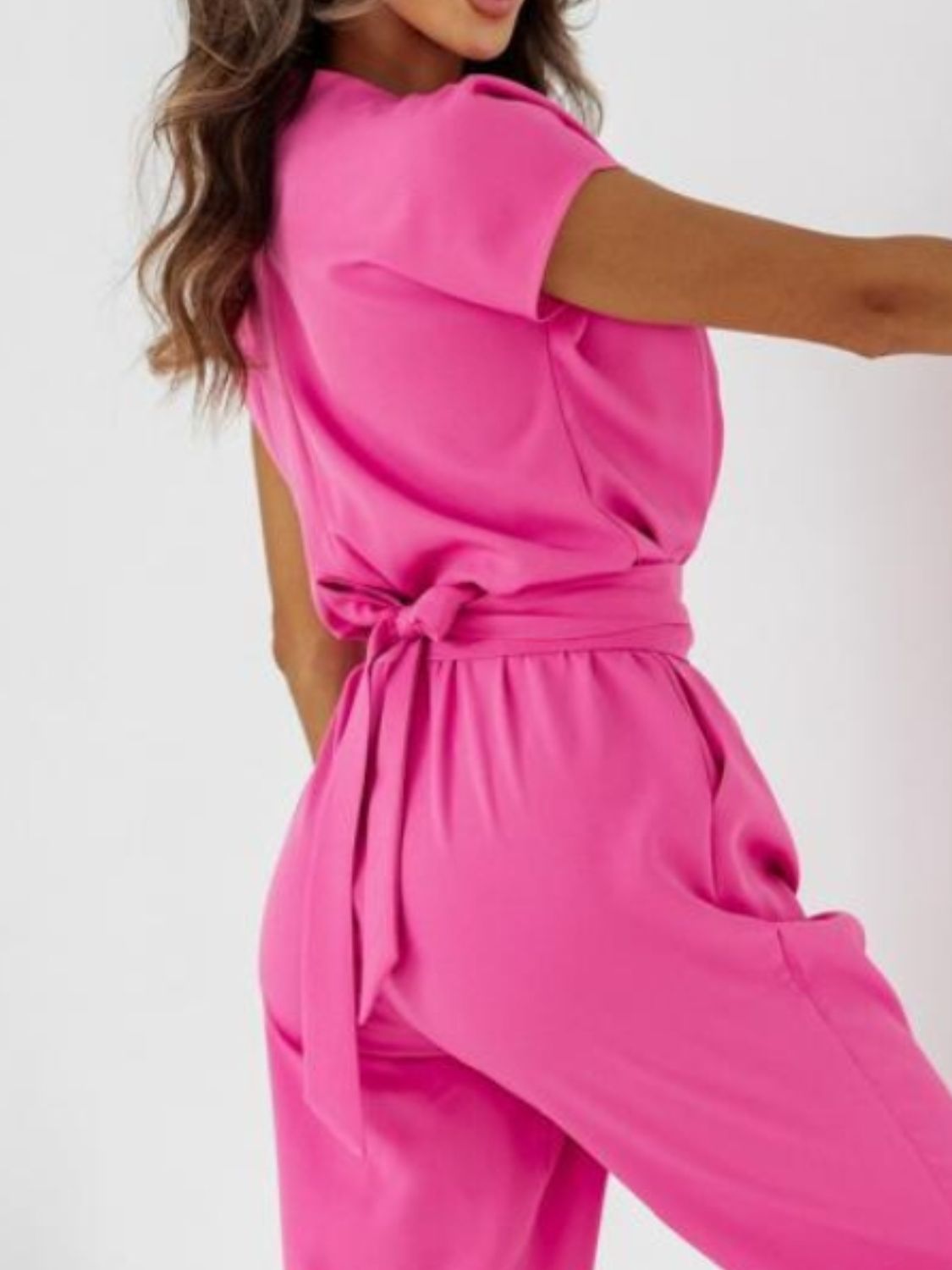 Surplice Cap Sleeve Tie Waist Jumpsuit - Elegant & Flattering