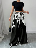 Flow & Flair Printed Wide Leg Pants