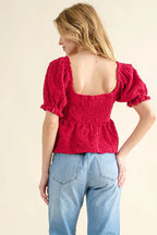 And The Why Textured Smocked Babydoll Top