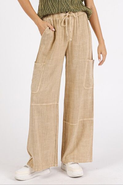 Mittoshop Mineral Wash Drawstring Elastic Waist Pant Sand