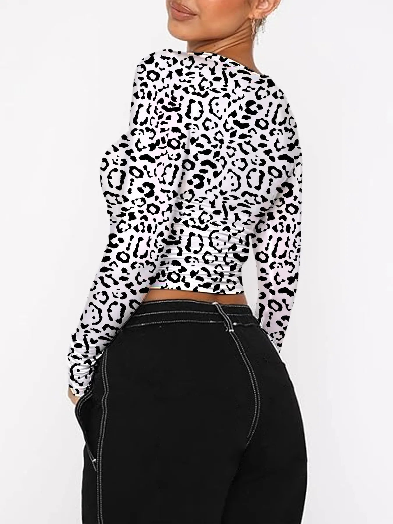 Cropped Long Sleeve Basic T-Shirt