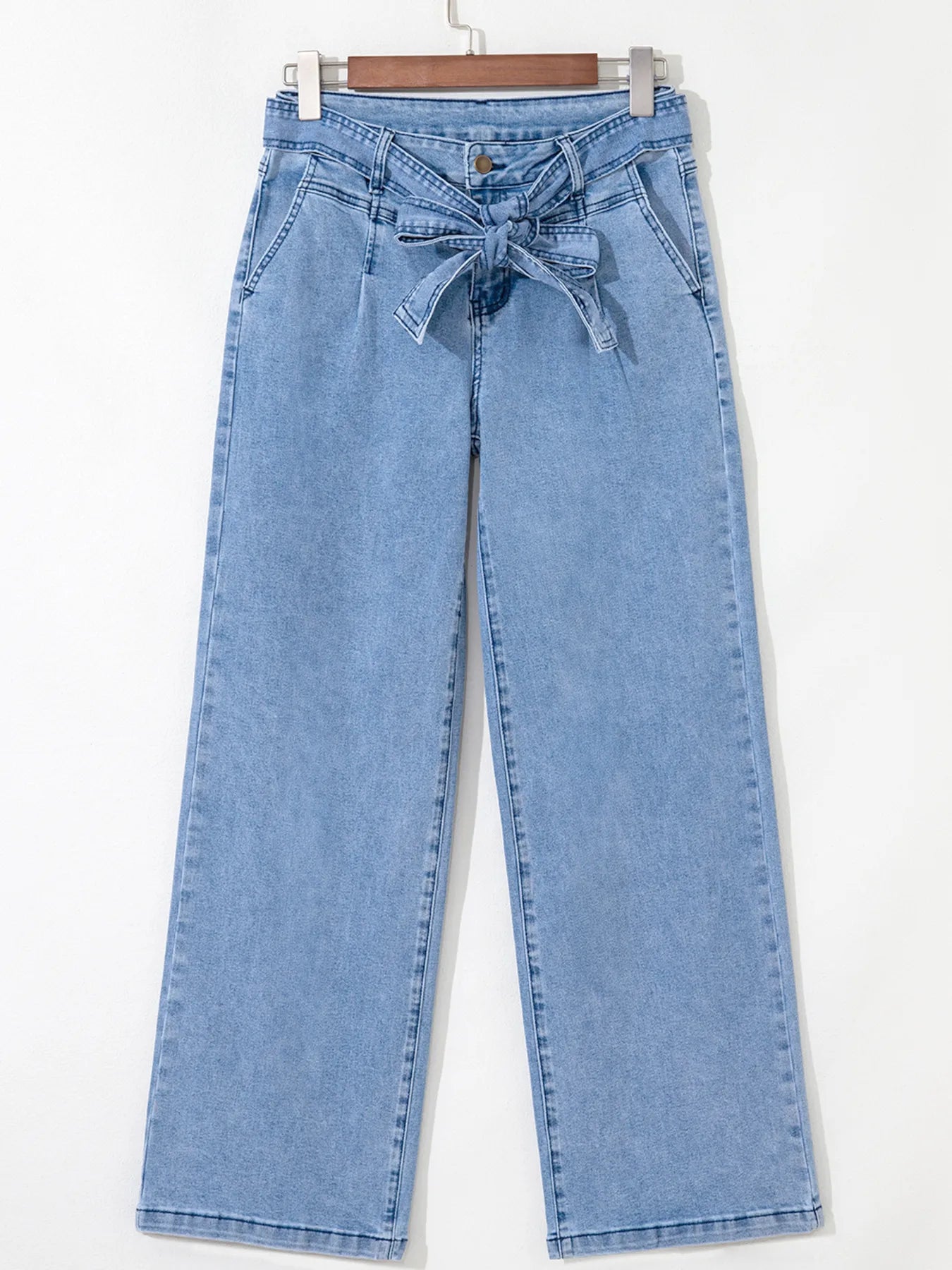 High-Waisted Wide Leg Jeans with Matching Belt