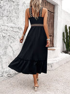 Devine Ruffled Slit Sleeveless Midi Dress - Elegant & Chic