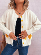 Chic Lemon Pattern Button-Up Cardigan – Playful Knitwear for Everyday Style