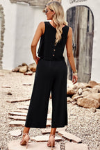 Round-Neck Tank Top & Wide-Leg Pants Co-Ord Set