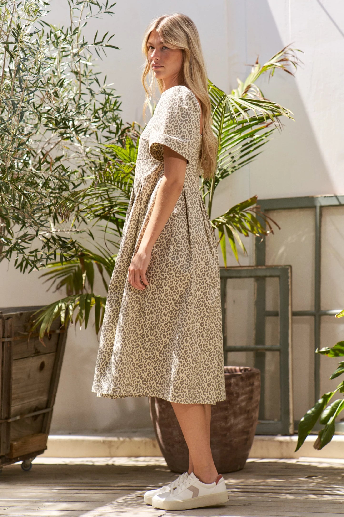 Jade By Jane Bell Sleeve Leopard Print Midi Dress