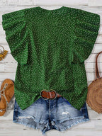 Polka Dot Ruffled Cap Sleeve Blouse - Chic & Feminine