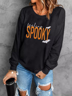 Feeling Spooky Halloween Embroidered Sweatshirt – Festive & Stylish Fall Pullover